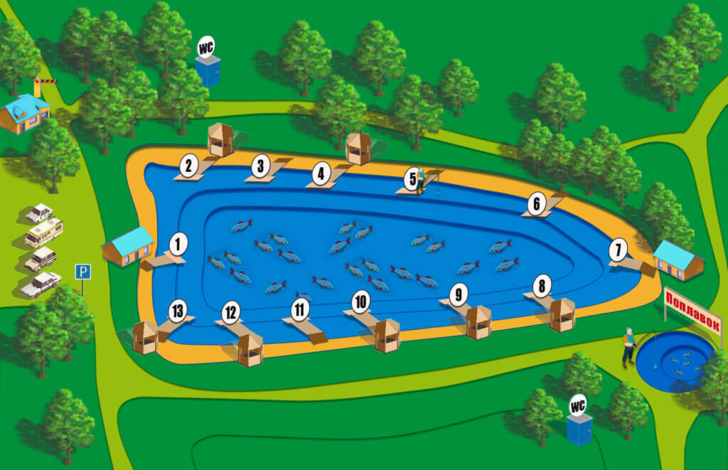 План озера Фартовая Рыбалка