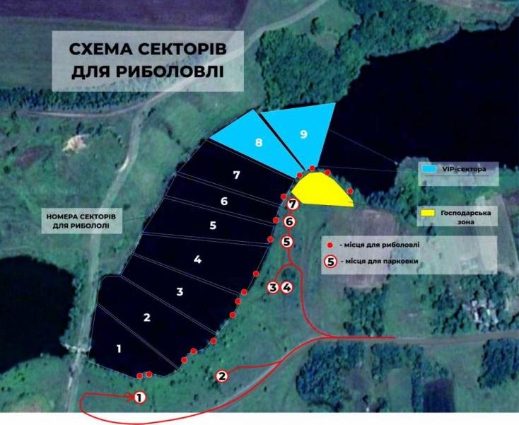 Карта місць на водоймі у с. Новоандріївка